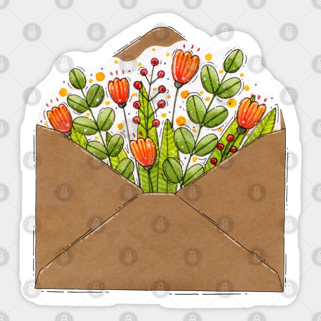 Floral envelope Sticker by Tania Tania